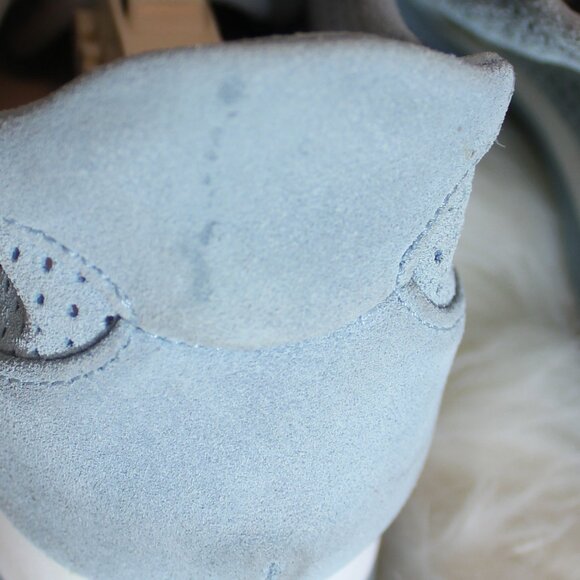 MaxMara Italian Suede Sneakers Blue lace up in perforated leather size 39/ 8.5 - Picture 6 of 8